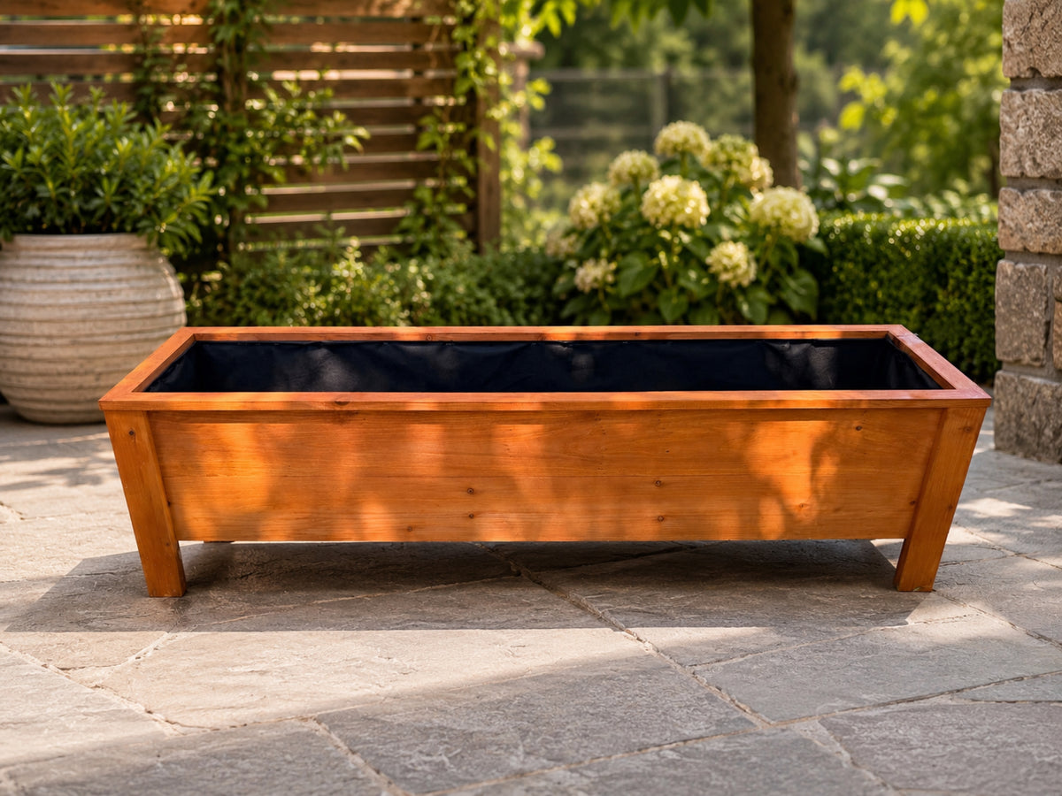 Classic four-foot Western Cedar patio planter handmade in North Vancouver