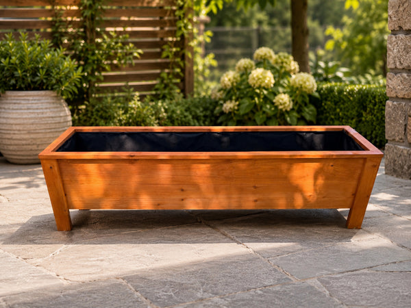 Classic four-foot Western Cedar patio planter handmade in North Vancouver