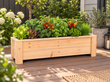 Slim cedar balcony planter overflowing with vegetables and herbs