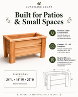 Classic Cedar Patio Planter 24″ — built for patios and small spaces