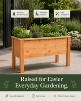 Elevated Cedar Garden Bed — waist-height raised bed for easier everyday gardening