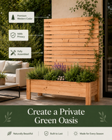 Privacy Cedar Planter with integrated cedar privacy screen on a patio