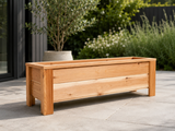 Slim Cedar Balcony Planter — 48″ L × 12″ W × 14″ H, slim profile for condo balconies, handcrafted in North Vancouver